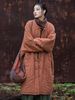 girl New Chinese Zen Style Lazy Linen Quilted Thickened Jacket For Women, Mid-Length Retro Button Warm Cotton Coat_ecoleips.com