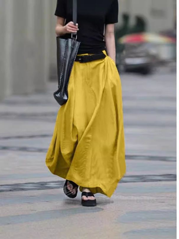 Women's Clothing Half Length Skirt Big Swing Skirt A Line Skirt High Waist Slimming Plus Size Women's Dance Long Skirt Large Stock_ecoleips.com