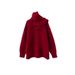 girl Christmas Red Turtleneck Knitted Sweater Scarf Two-Piece Set For Women Autumn Winter High-End Lazy Thickened Outerwear_ecoleips.com