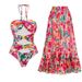 Women's Ruffled Backless One-Piece Swimsuit - Floral Print Beachwear_ecoleips.com