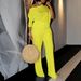Women's Clothing Autumn Fashion Style Solid Color Slant Collar Top Wide Leg Pants Suit_ecoleips.com