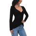 Aria Basics Aria Basics European American Cross-border Foreign Trade Women's Long-sleeve Autumn Trendy T-shirt With Irregular Hem, Solid Color,_ecoleips.com