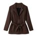 Women’s Suede-Effect Belted Jacket – European Style Fashion Outerwear, Casual & Chic_ecoleips.com