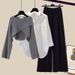 Women’s Clothing Fashion autumn suit women sweater women new large size women's shirt wide leg pants three piece knitted slim_ecoleips.com