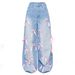 European And American Cross-border High-waisted Bow Patchwork Floor-length Wide-leg Jeans, Street-style Distressed Loose_ecoleips.com