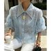 Women's Clothing Casual Blouse High End Rhinestone Embellished Slimming Trendy Top_ecoleips.com