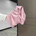 Women's Pure Cotton Polo Collar T-Shirt Plus Size Slimming High End Pleated Short Top Summer Wear Base Layer_ecoleips.com