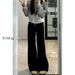 Women's Winter Flared Jeans - Warm Fleece-Lined Straight Leg Black Denim Pants For Everyday Comfort_ecoleips.com