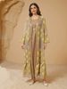 Middle Eastern Women's Fashion Muslin Sequin Gold Edged Embroidered Yarn Robe Two Piece Set_ecoleips.com