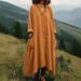 Bohemian Cotton Linen Long Maxi Dress With Side Slits – Flowy Summer Dress For Women, Casual Beach Dress, Loose Fit V-Neck Dress_ecoleips.com