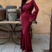 Women's Spring/Summer Solid Color Round Neck Long Sleeve Belted Dress With Traditional Chinese Style And Casual Slimming_ecoleips.com