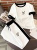 Women's Short Sleeve Pants Set Personalized Heart Shaped Striped Print Casual Suit_ecoleips.com