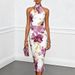Women's Clothing Women's Sexy Slim Fit Bodycon Dress Floral Print Halter Neck Fashionable Clothing For Formal & Casual For Women_ecoleips.com
