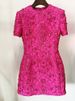 K New European And American Celebrity Fashion Rose Pink Series Heavy-duty Nail Bead Short Sleeved Dress_ecoleips.com
