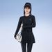 Conservative Long Sleeved Two Piece Swimsuit for Women plus Size Slimming Skirt Sun Protection Fuller Figure_ecoleips.com
