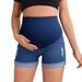 Women's Clothing Fashion Belly Lifting Simple Ripped Thin Outer Wear Maternity Denim Shorts_ecoleips.com