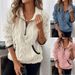 Women's Clothing Short Plush Sweatshirt Autumn Winter Fashion Color Block Half Open Collar_ecoleips.com