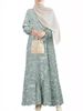 Muslim Women's Clothing Middle Eastern Fashion Robe Spring And Autumn Long Sleeve Geometric Print Ruffle Dress_ecoleips.com
