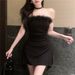 Sexy Shoulderless Pleated Slim Fit Dress Nightclubs Beach Parties Chic Strapless Irregular Puffy Dress Women Summer Evening Gown_ecoleips.com