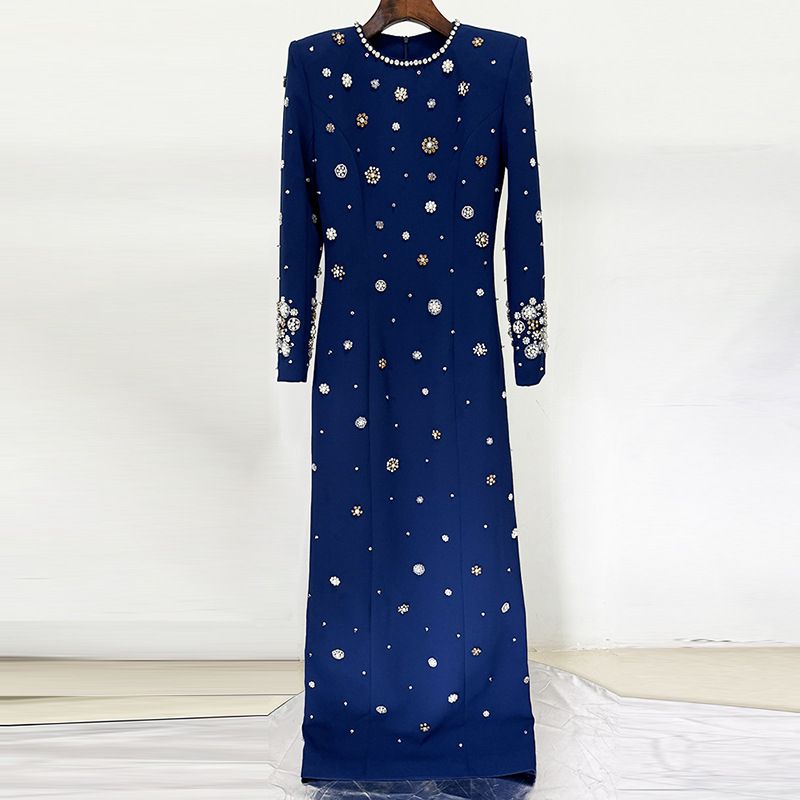 Women's Clothing New Star Fashion Heavy Beaded Diamond Slim Long Dress Dress Long Skirt_ecoleips.com