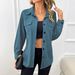 Autumn/Winter Flannel Collar Shirt With Retro Cardigan Pocket Design, Women's Outerwear_ecoleips.com
