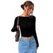 Voya Women's Sexy European And American Style T-shirt For Spring And Summer, Backless Design, Short Top_ecoleips.com