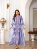Women's Elegant Long Robe Kaftan round Neck High Density Rhinestone Beaded Print Muslim Fashion Cross Border Dress_ecoleips.com