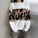 New Leopard Print Sweater Color Block Fashion Trend Loose Round Neck Lazy Style Early Autumn Women's Outerwear_ecoleips.com