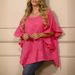 Women’s Solid Round Neck Drop Shoulder Top – Flounce Sleeves & Asymmetric Hem For Trendy Elegance_ecoleips.com