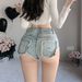 2025s 9030#2025 New Sexy Frayed High-Waisted Tight-Fitting Fun Denim Shorts For Women_ecoleips.com