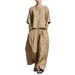 Women’s Casual Linen Shirt & Pants Set – Breathable Cotton Two-Piece Outfit For Spring & Summer_ecoleips.com