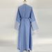 Modest Abaya Dress Elegant Muslim Abaya Dress With Hand Embroidery - Modest Dubai Style Robe In Bluish & Greyish_ecoleips.com