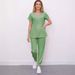 Women's Operating Room Nurse Surgery Casual Suit Elastic Zipper Pet Washing Clothes Short Sleeve Washing Work Clothes_ecoleips.com