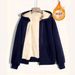 Women's Clothing Fleece Hooded Zip-Up Jacket - Soft & Warm Winter Coat, Casual Loose Fit, 3D Embroidery, Stylish Outerwear For Daily Commute_ecoleips.com