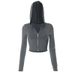 "Cropped Hooded Zip-Up Sweatshirt – Long Sleeve Slim Fit Athletic Top With Breathable Mesh Panels (Grey/Black) – XS/S/M/L"_ecoleips.com