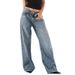 Women's Clothing 90s Vintage Low-Rise Baggy Jeans – Relaxed Fit Wide-Leg Denim Pants For Women (Light Blue)_ecoleips.com
