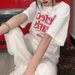 Women's Summer Short Sleeve T-Shirt Loose Fit Korean Style Slimming Top With Cartoon Print Inner Wear Versatile Casual Top_ecoleips.com