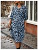 European American Foreign Trade Leopard Print Sleeve Shirt Dress, Woven Three-quarter Sleeve, Loose And Stylish Women's_ecoleips.com