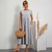 New European And American Solid Color Sleeveless Loose Cotton-Linen Pocketed Women's Dress, In-Stock For_ecoleips.com