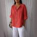 K New Loose Fit Women's V-Neck Button-Up T-Shirt_ecoleips.com