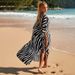 Women's Clothing Loose Robe Beach Jacket Seaside Vacation Sun Protection Outerwear Long Dress Bikini Shirt Swimsuit_ecoleips.com
