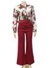 Women's Clothing Leisure Suits Printed Stand Up Collar Long Sleeved Shirt Top Wide Leg Pants Two Piece Suit_ecoleips.com