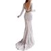 Elegant French Light Wedding Dress With Backless Design, Long Sleeves, And Small Train – Perfect For Bridal Entrance & Reception_ecoleips.com