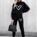 Women's Slim Fit Comfortable Round Neck Long Sleeve Pants Set Basic Trendy Autumn Winter New Print_ecoleips.com