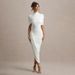 Women's European American Style Solid Color Fashion Shawl Slim Fit Open Back Dress Irregular Pleats Spring New 2026_ecoleips.com