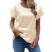 Women's Satin Short Sleeve Blouse – Breathable & Comfortable Round Neck T-Shirt, Loose Fit Casual Top For Work & Daily Wear (Multiple Colors & Sizes)_ecoleips.com