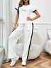 Women's American Style Summer Fashionable And Comfortable Round Neck Short Sleeve T-Shirt And Sweatpants Set Print 8002_ecoleips.com