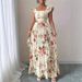 Spring Floral Print Pleated Dress for Women Elegant Short Sleeve A-Line Lightweight And Breathable Trendy Design_ecoleips.com