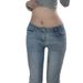 Ameican Eto Washed Distessed Flaed Jeans Fo Women, Y2K Hot Gil Slim-fit Vesatile Floo-length Pants,_ecoleips.com