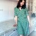 2021 Summer New For Women, V-neck Slim Fit Floral Short Sleeve Mid-length Wrap Long Dress_ecoleips.com